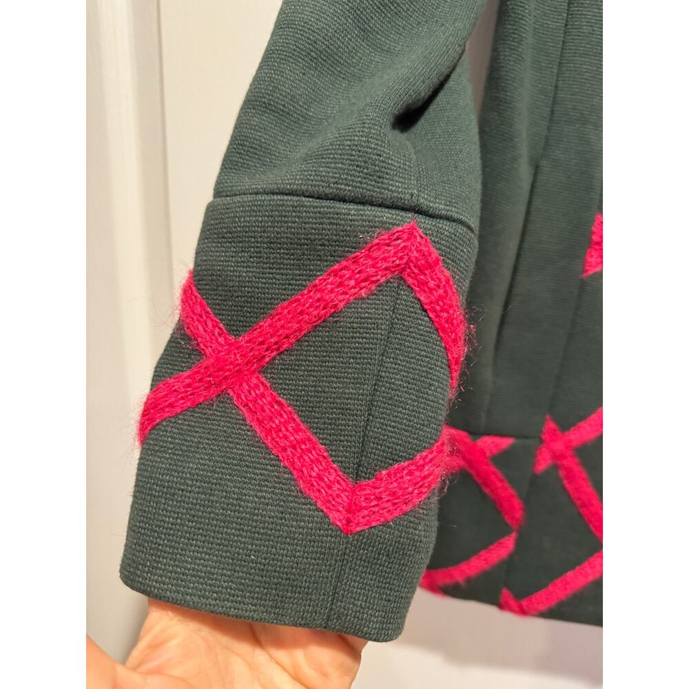 ELEVENSES Anthropologie Tamarisk Green Lattice Peacoat | 00P - Picture 6 of 11